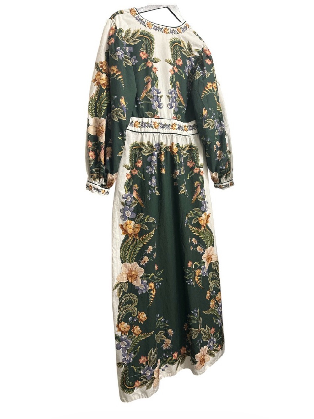 FARM RIO Nature Green Long Sleeve Floral Maxi Dress Size L - Picture 5 of 7